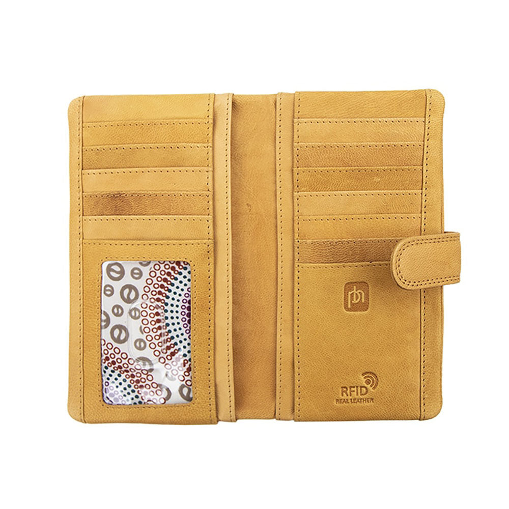 Leather RFID Soft Yellow Tab Purse