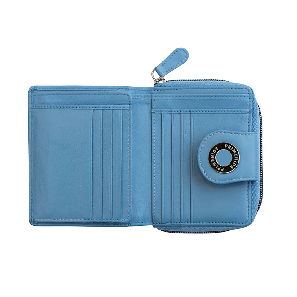 Leather RFID Trifold Purse Cornflower