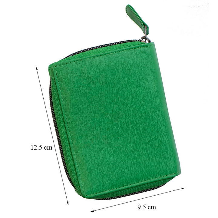 Leather RFID Trifold Purse Green