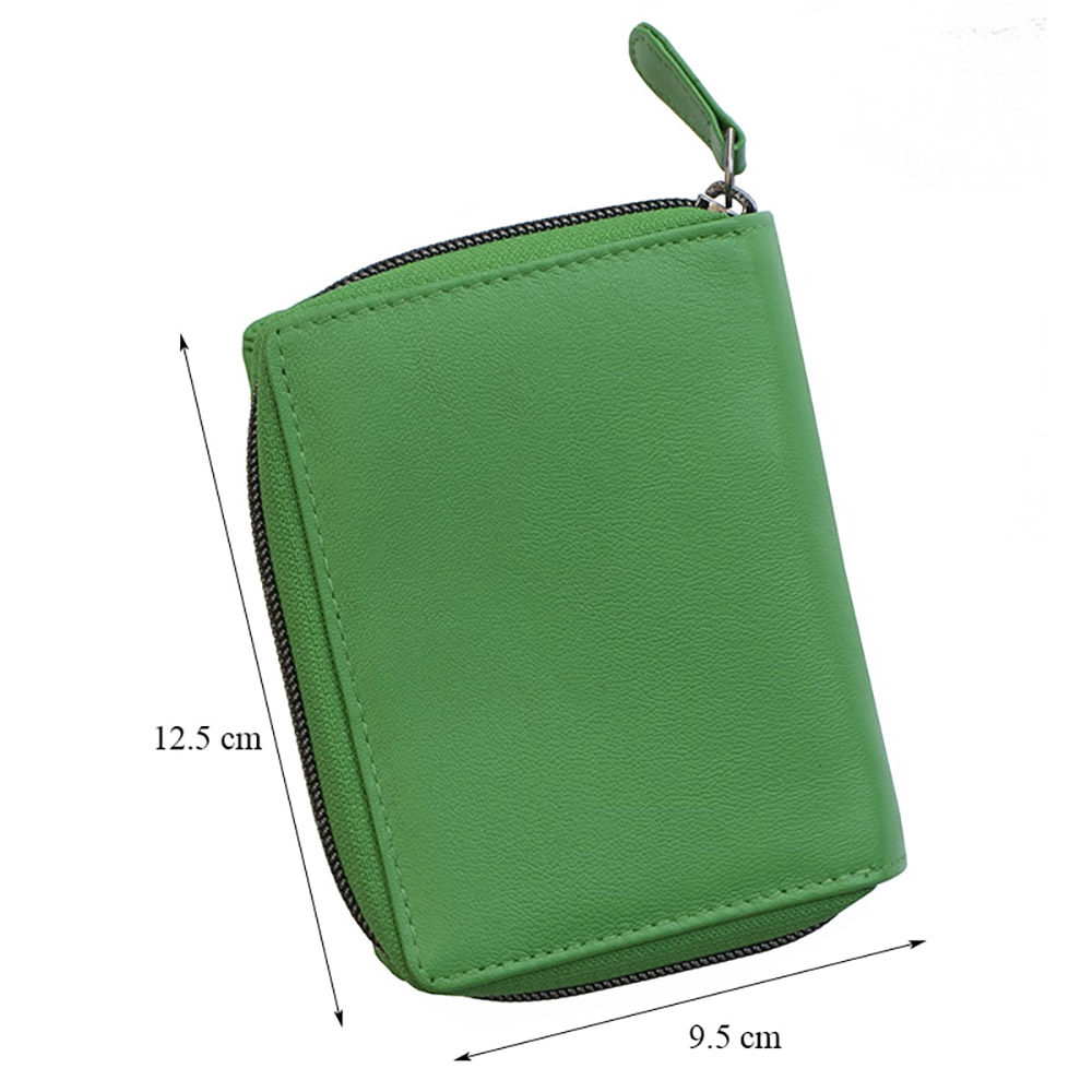 Leather RFID Trifold Purse Green