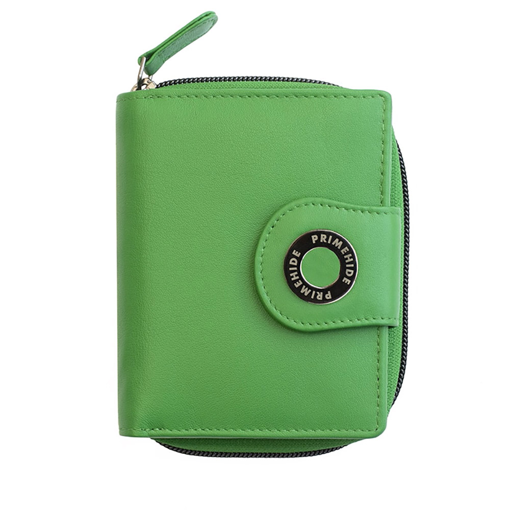 Leather RFID Trifold Purse Green