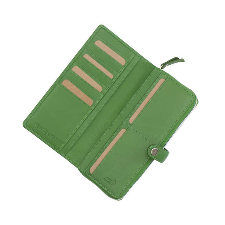 Leather RFID Zip Purse Green