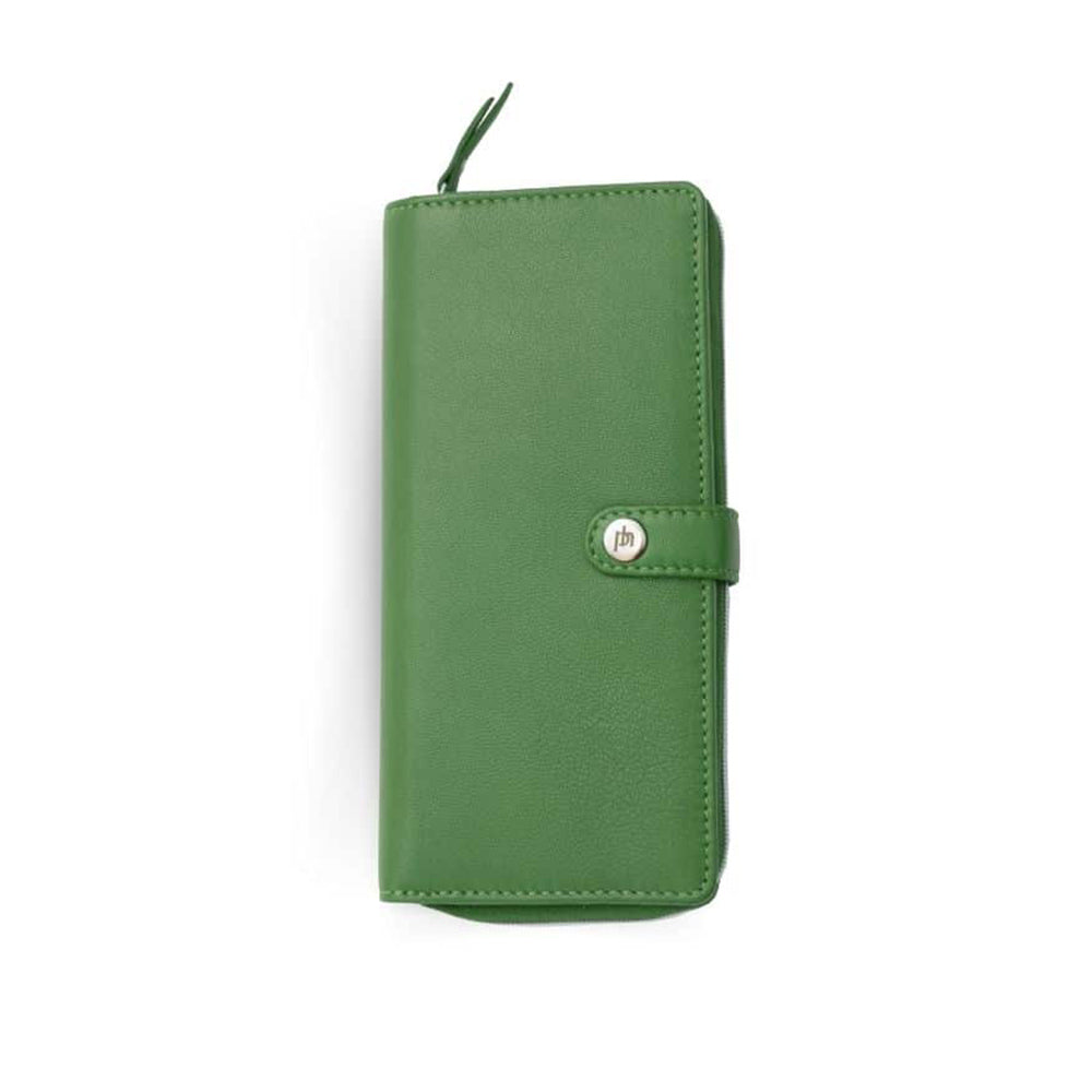 Leather RFID Zip Purse Green