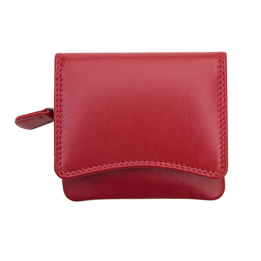 Small Leather RFID Purse - Red