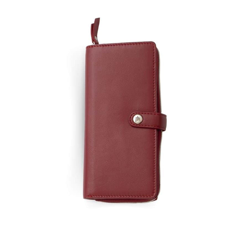 Leather RFID Zip Purse Red