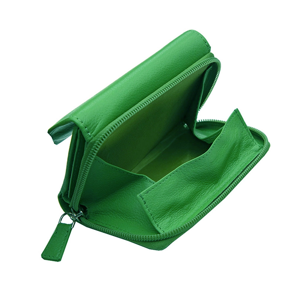 Flap-Over Leather Purse - Green