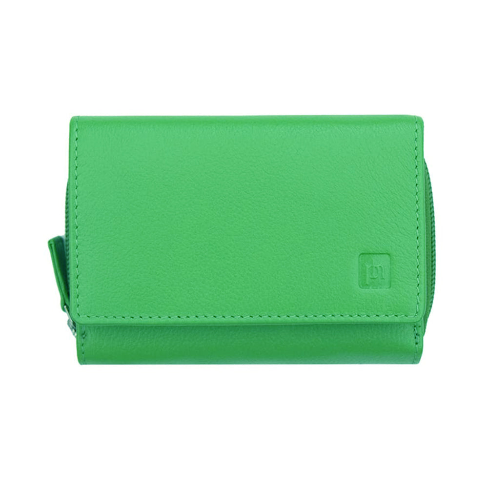 Flap-Over Leather Purse - Green