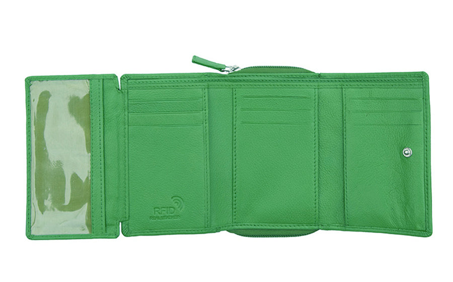 Flap-Over Leather Purse - Green