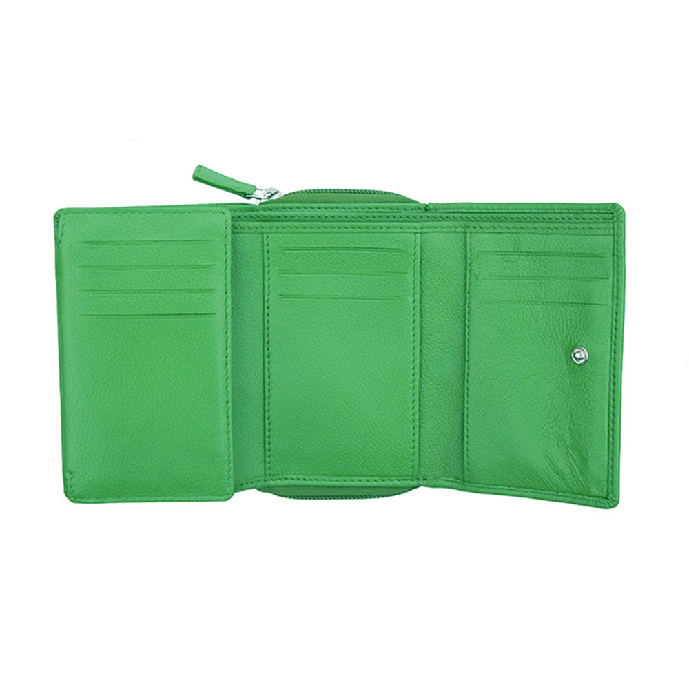 Flap-Over Leather Purse - Green