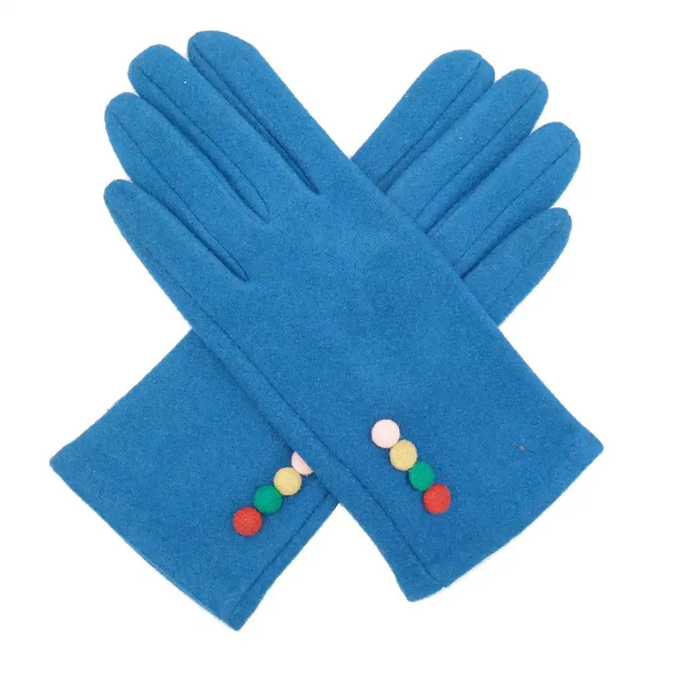 Denim Blue Gloves with Multi Buttons