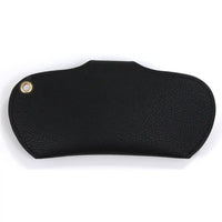 Black glasses case on a white background