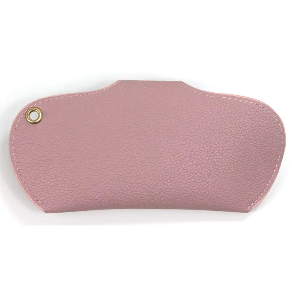 Pink glasses case on a white background