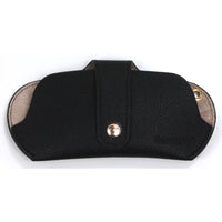 Black glasses case on a white background