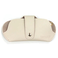 Cream glasses case containing a pair of glasses.