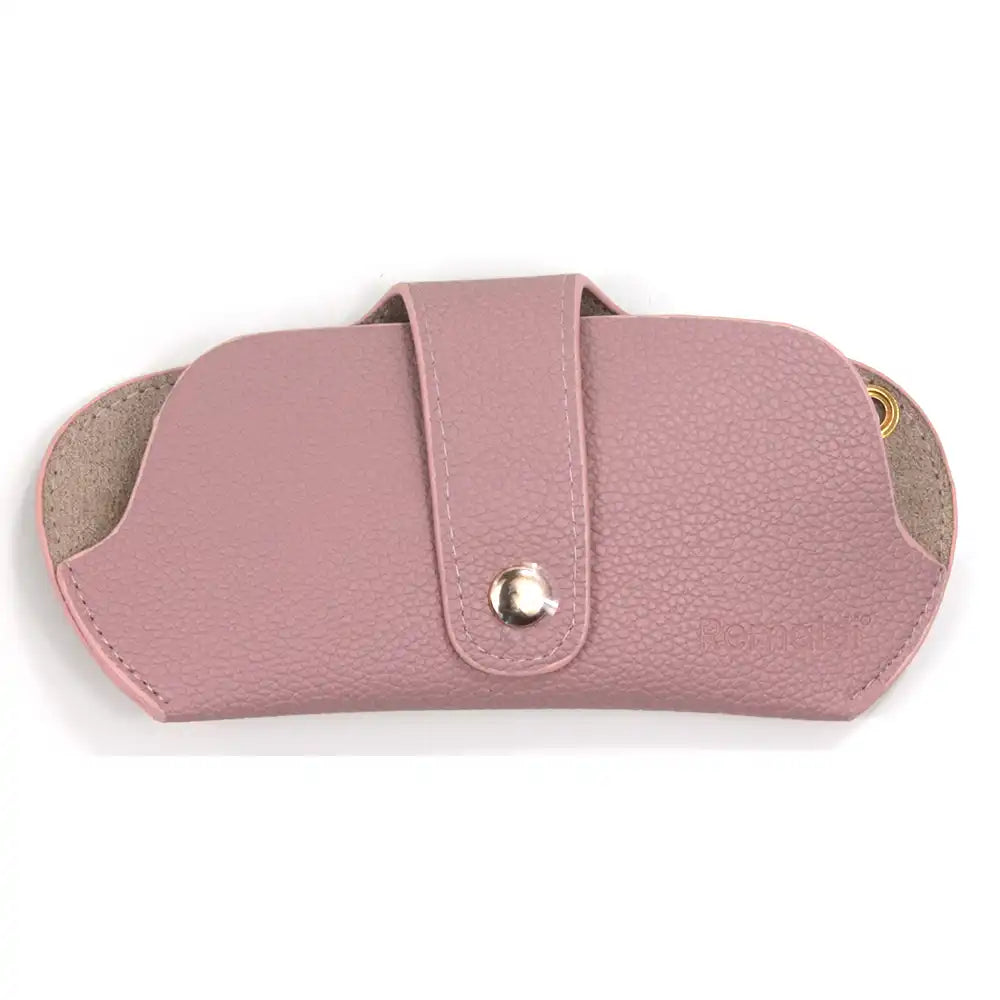 Pink glasses case on a white background