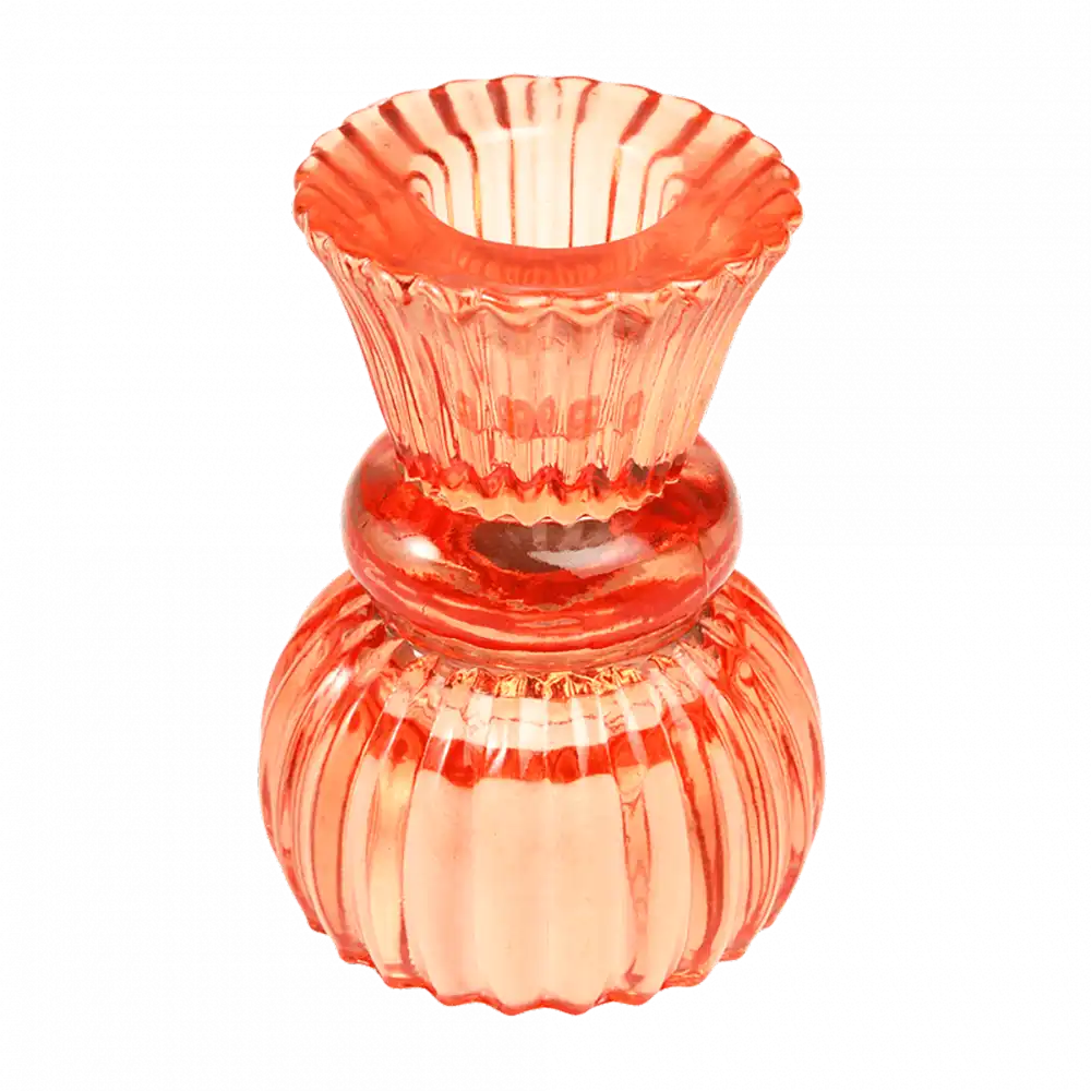 Double Ended Glass Candle Holder - Orange