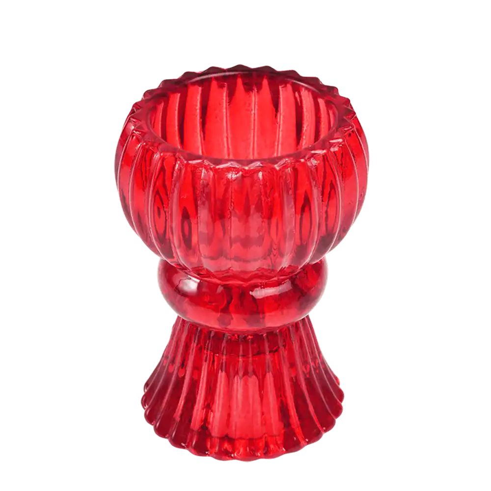 Double Ended Glass Candle Holder - Red