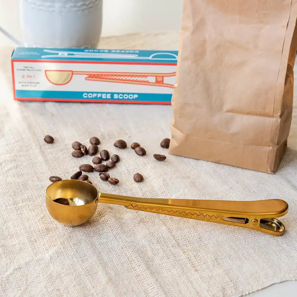 Coffee Scoop with Clip - Gold