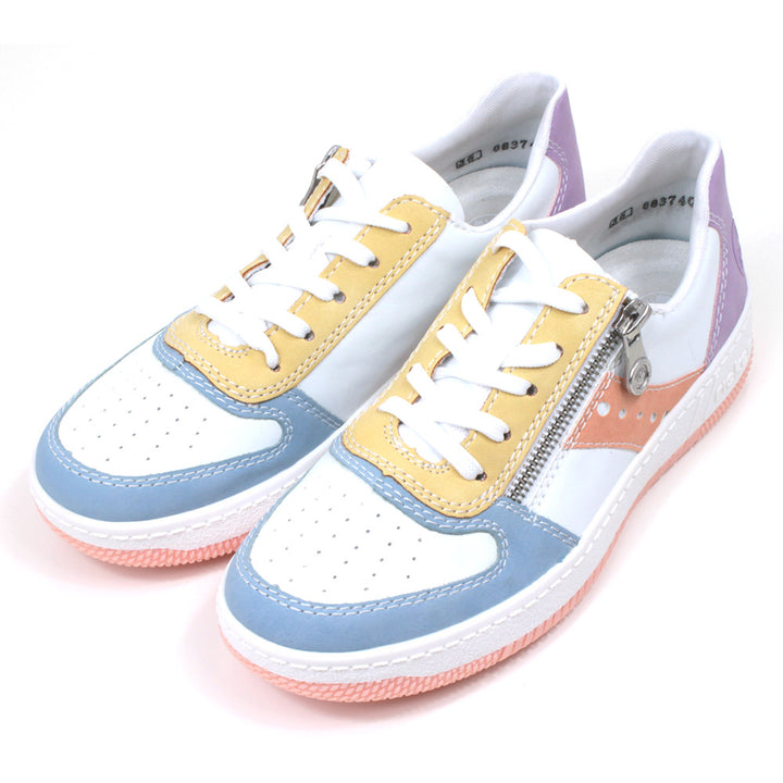Rieker White and Multi Coloured Zip Up Trainers