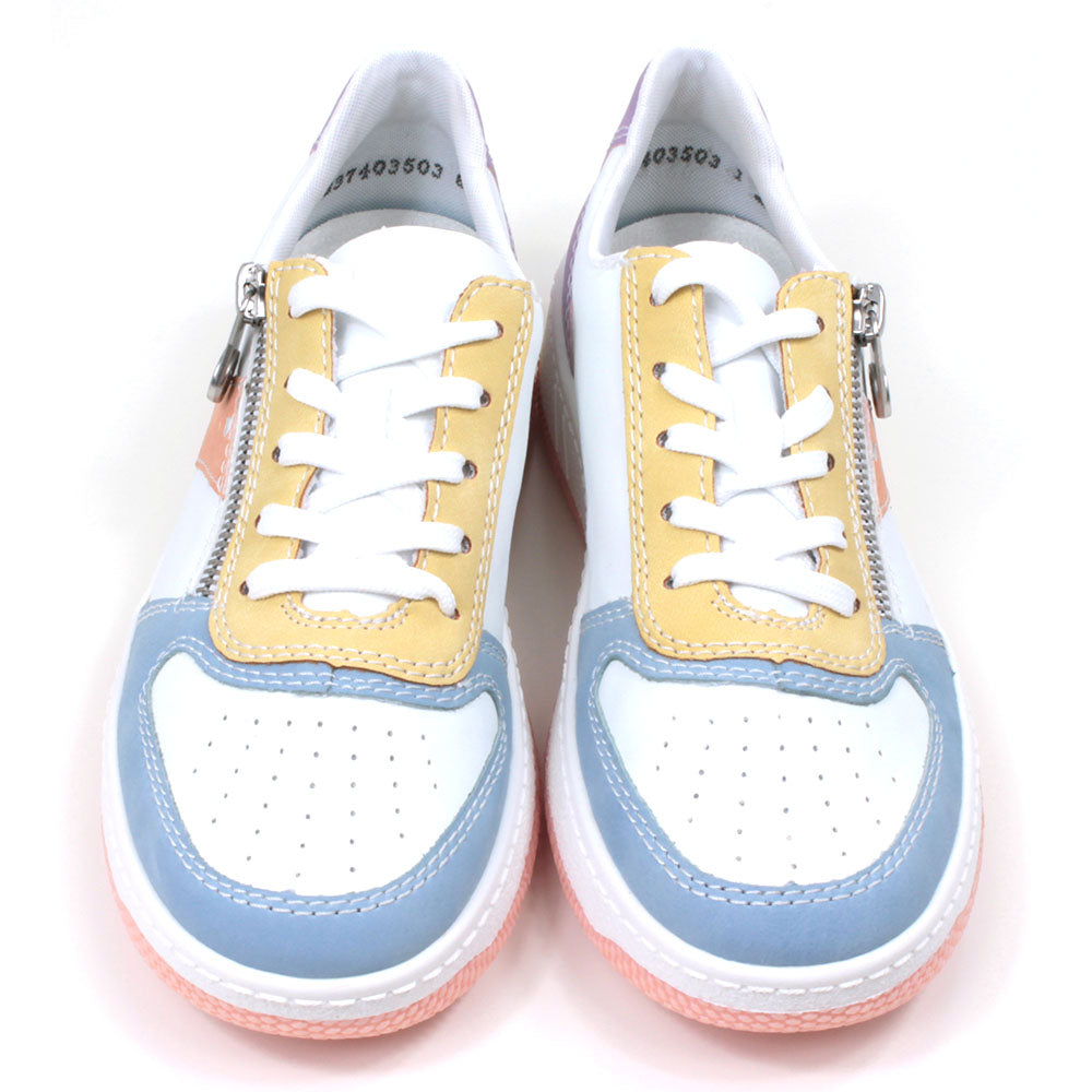 Rieker White and Multi Coloured Zip Up Trainers