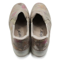 Pair of floral-patterned sneakers on a white background