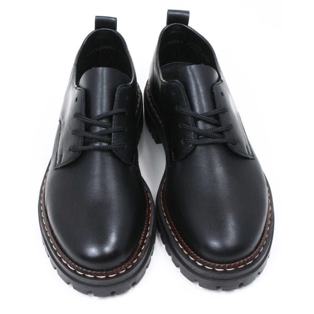 Black Lace-Up Saddle Shoes