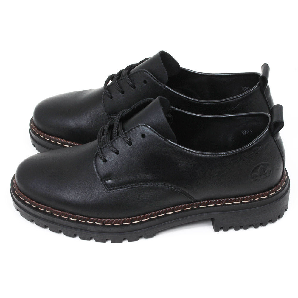 Black Lace-Up Saddle Shoes