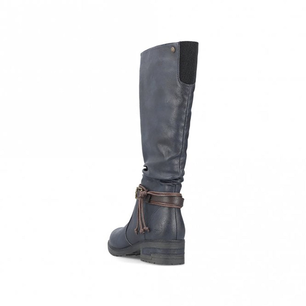 Zip Fastening Knee High Navy Boots