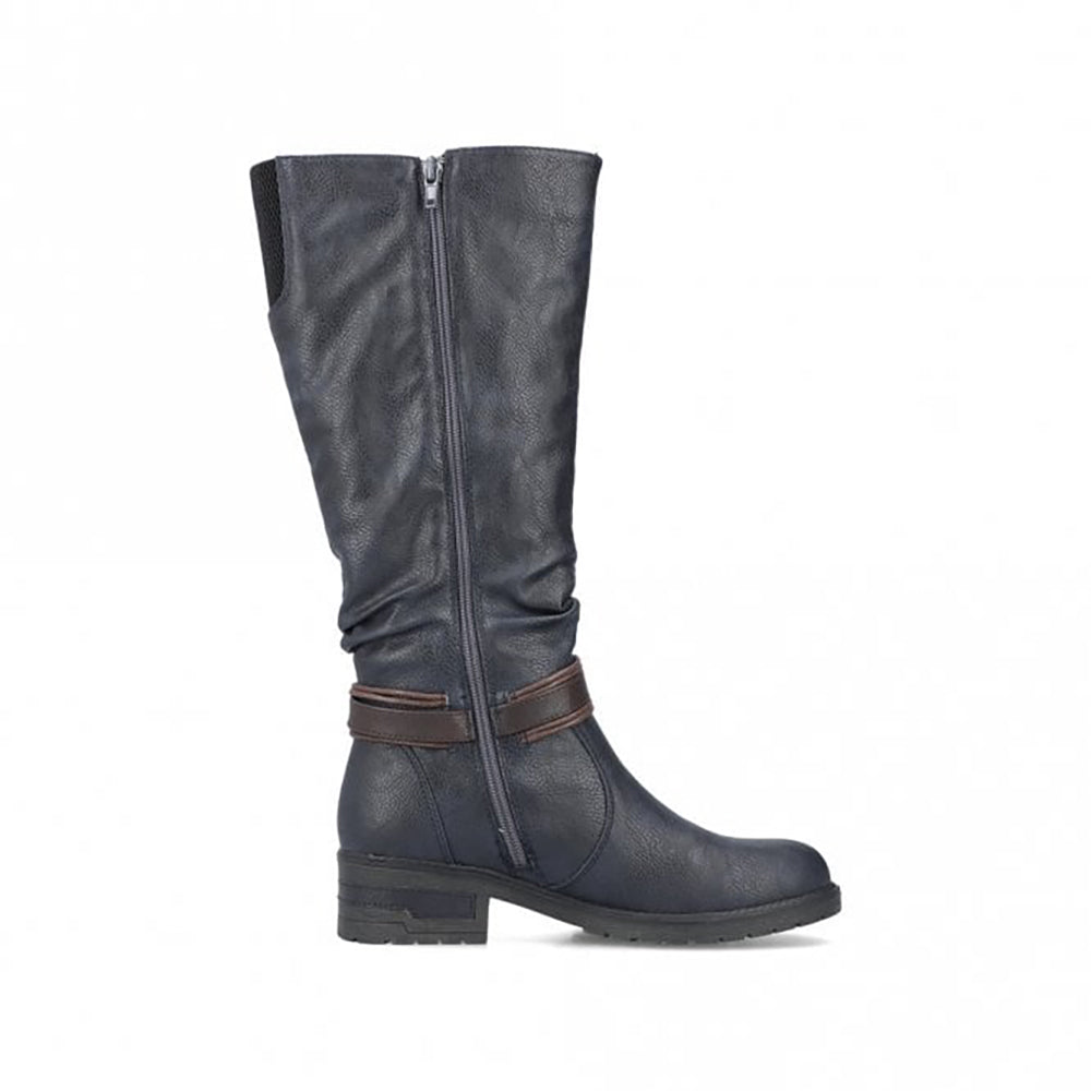 Zip Fastening Knee High Navy Boots