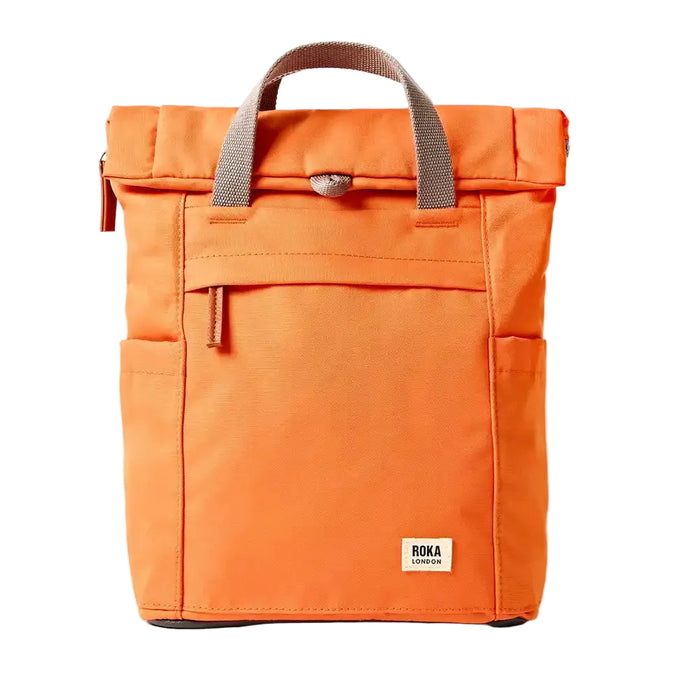 Orange backpack with a ROKA brand logo on a white background