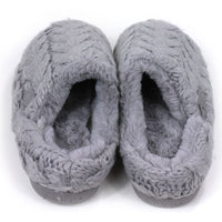 Shu Da Helena slippers. Chunky cable knitted design. Mule open backs. Back view.