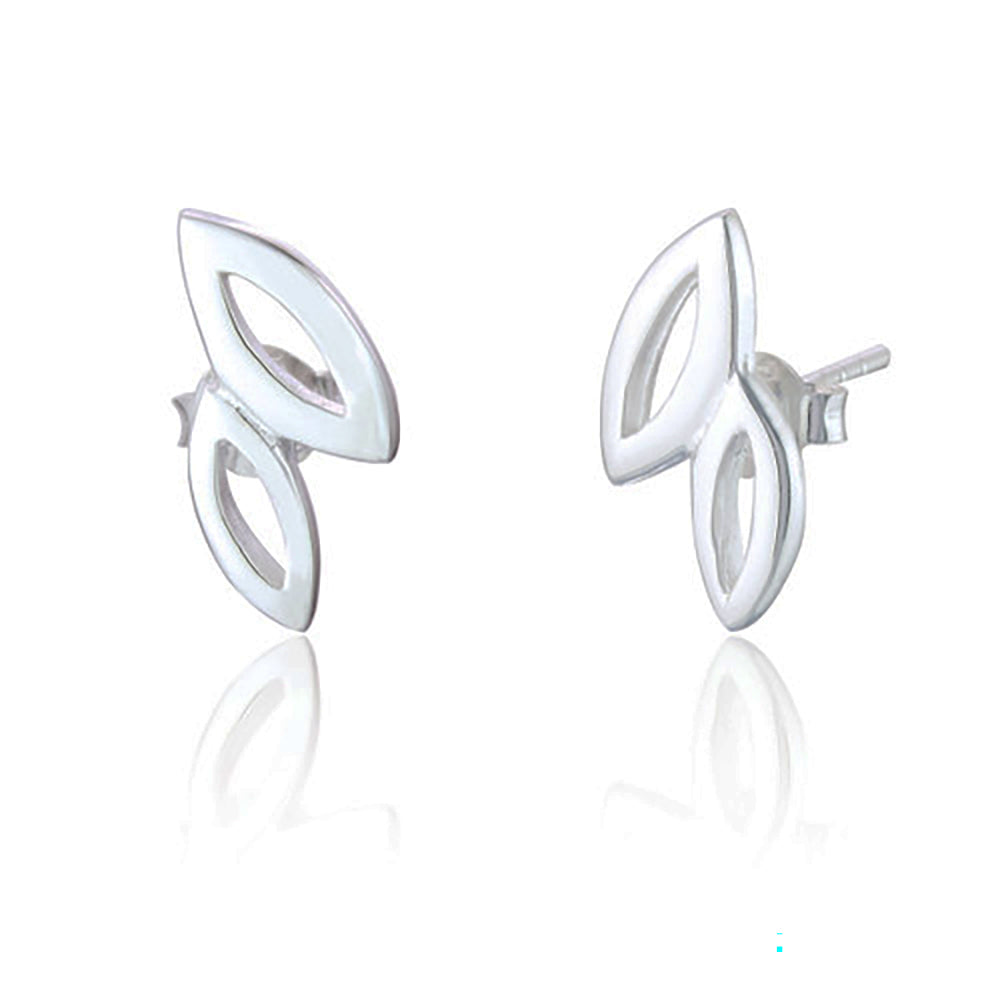 Spoke925 Laila Stud Leaf Silver Earrings