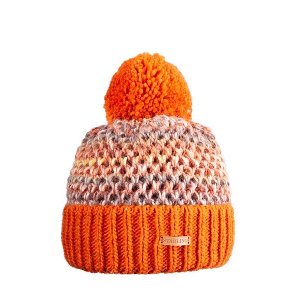 Rust Bobble Hat with Woollen Pom Pom