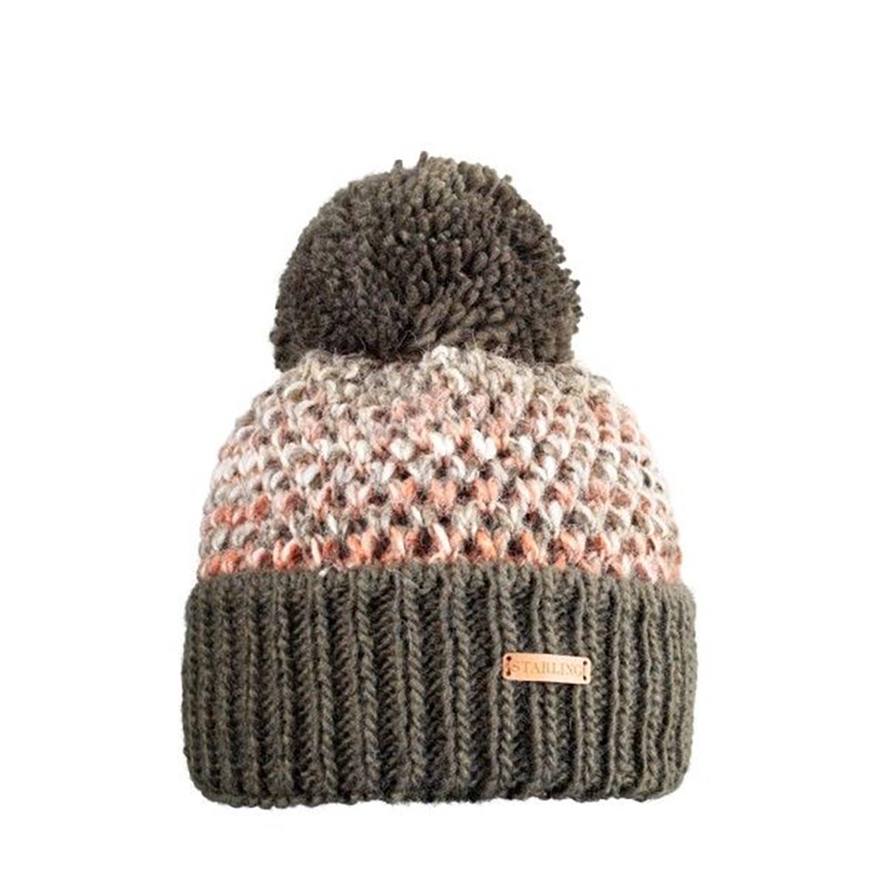 Bobble Hat with Woollen Pom Pom - Khaki