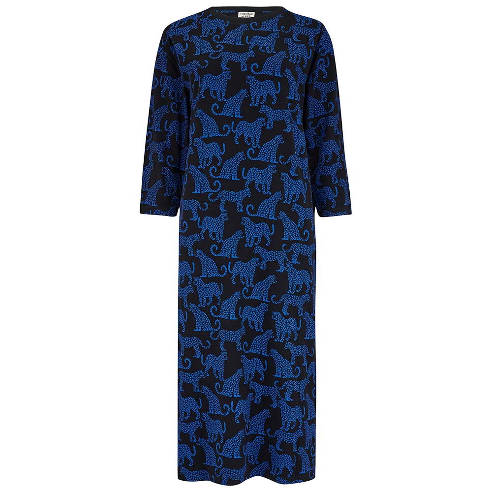 Royal Blue Leopard Spot Midi Dress