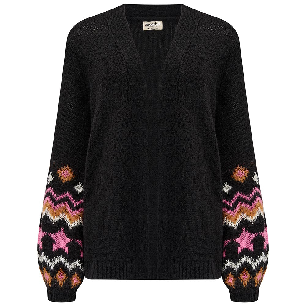 Open Black Fair Isle Cardigan