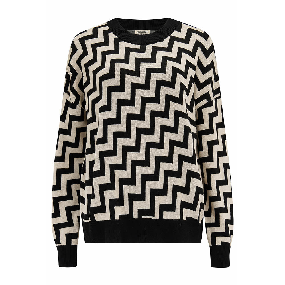 Zigzag Black & Ecru Jumper