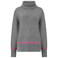 Gray sweater with pink accents on a white background