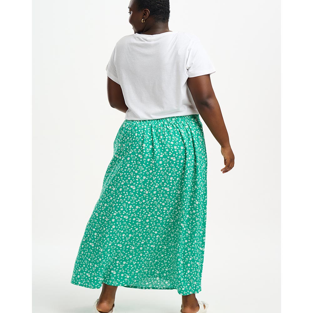 Green Scattered Flowers Skirt