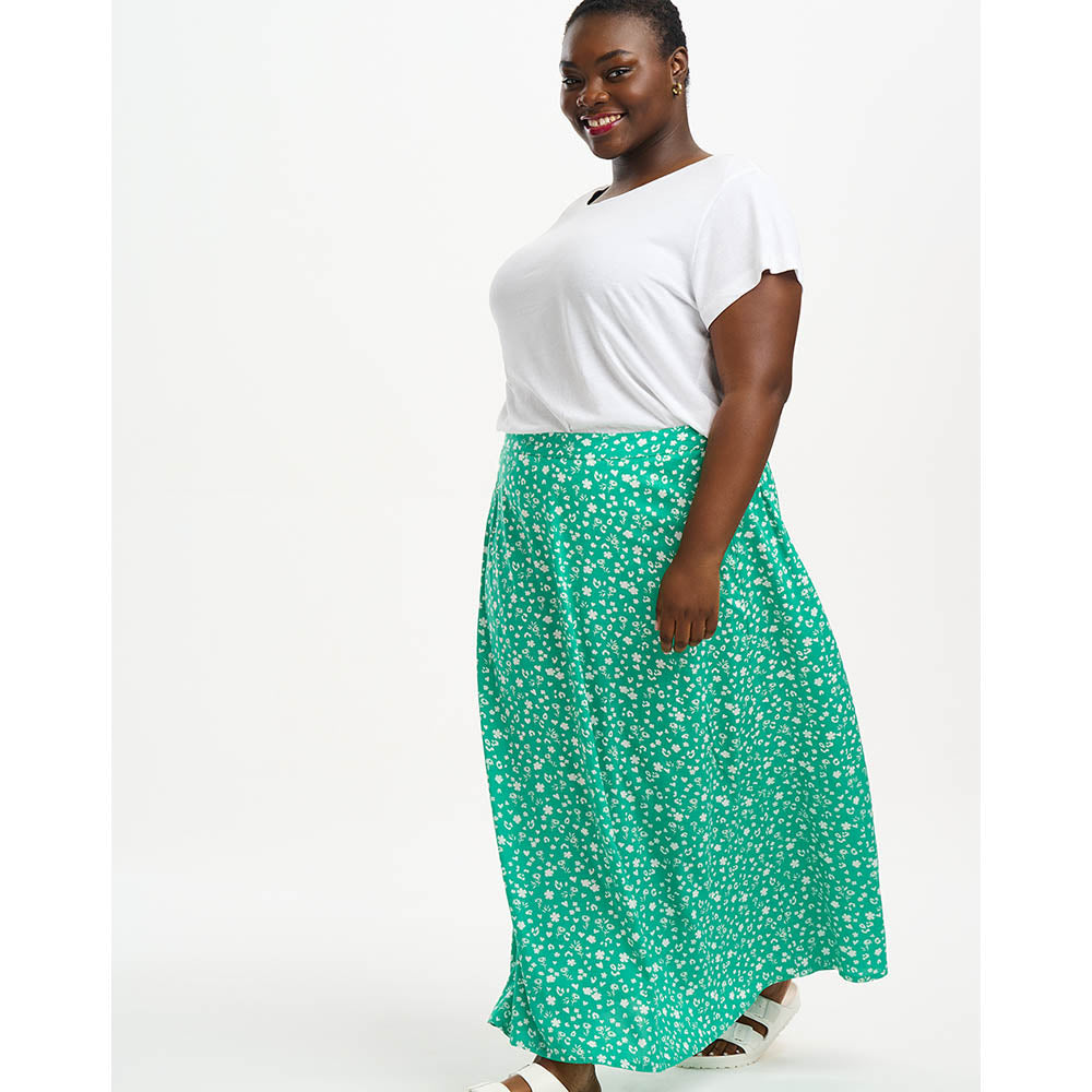 Green Scattered Flowers Skirt