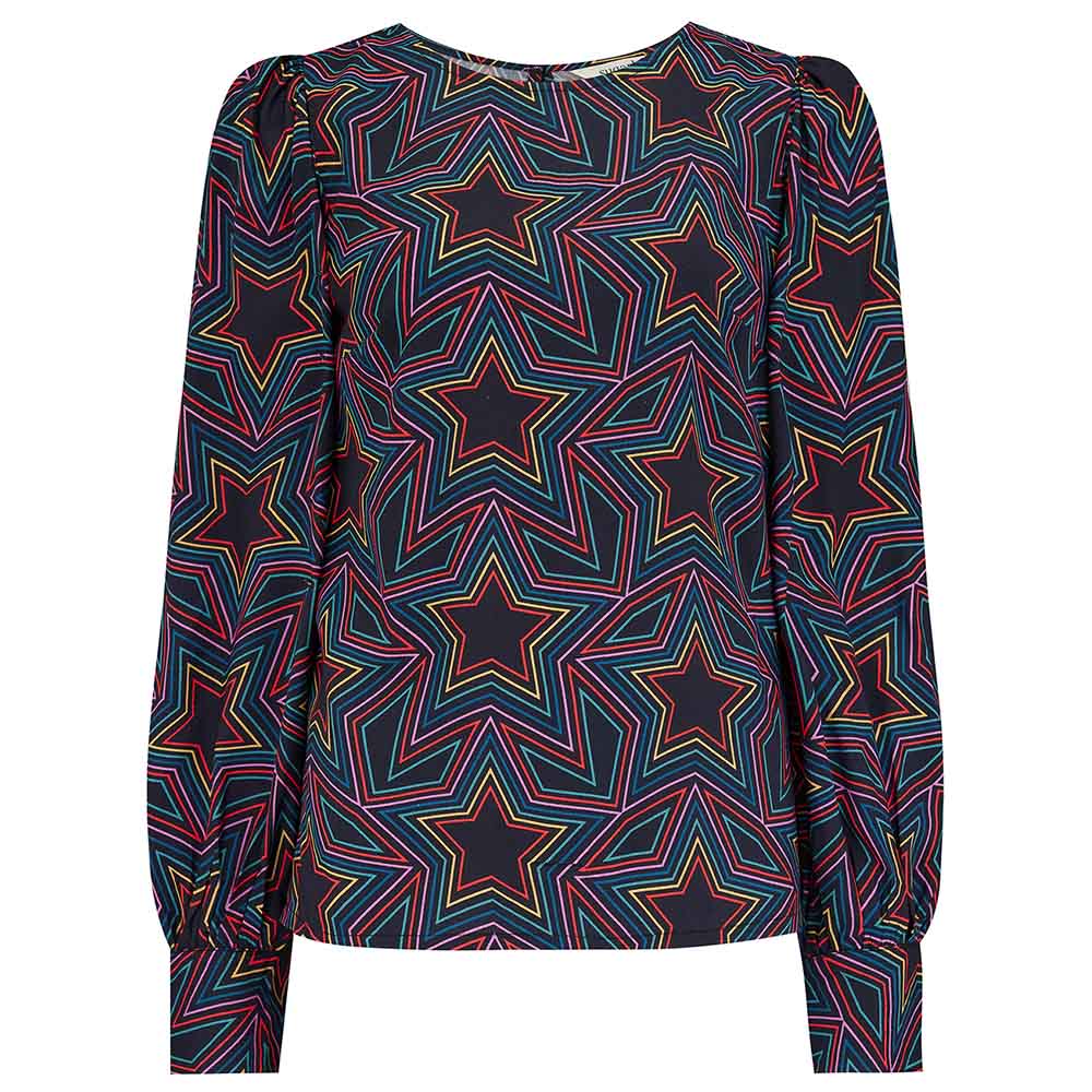 Satin Finished Multicoloured Star Blouse