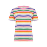 Multicolored striped t-shirt on a white background