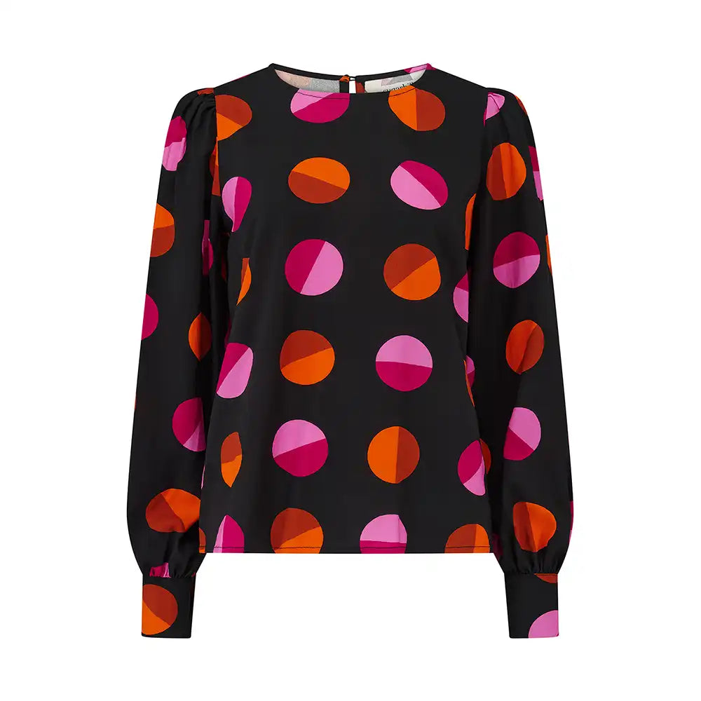 Ronnie Puff Sleeve Top - Split Polka Dots