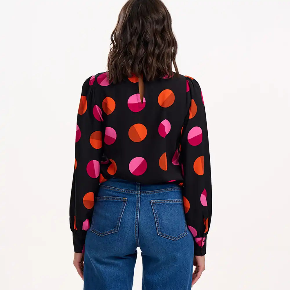 Ronnie Puff Sleeve Top - Split Polka Dots