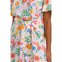 Colorful floral dress on a white background