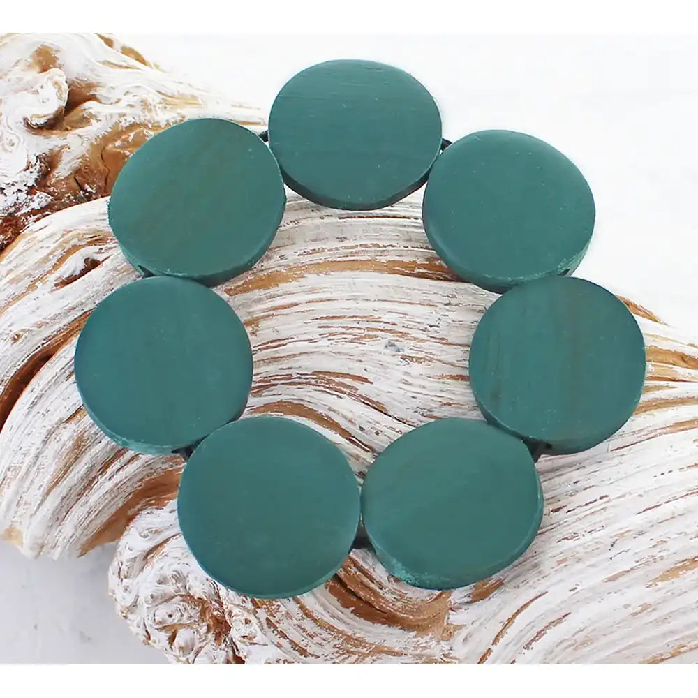 Wooden Disc Bracelet - Green