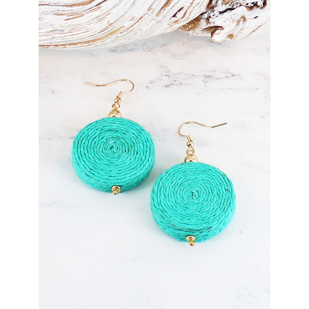 Suzie Blue Turquoise Raffia Earrings