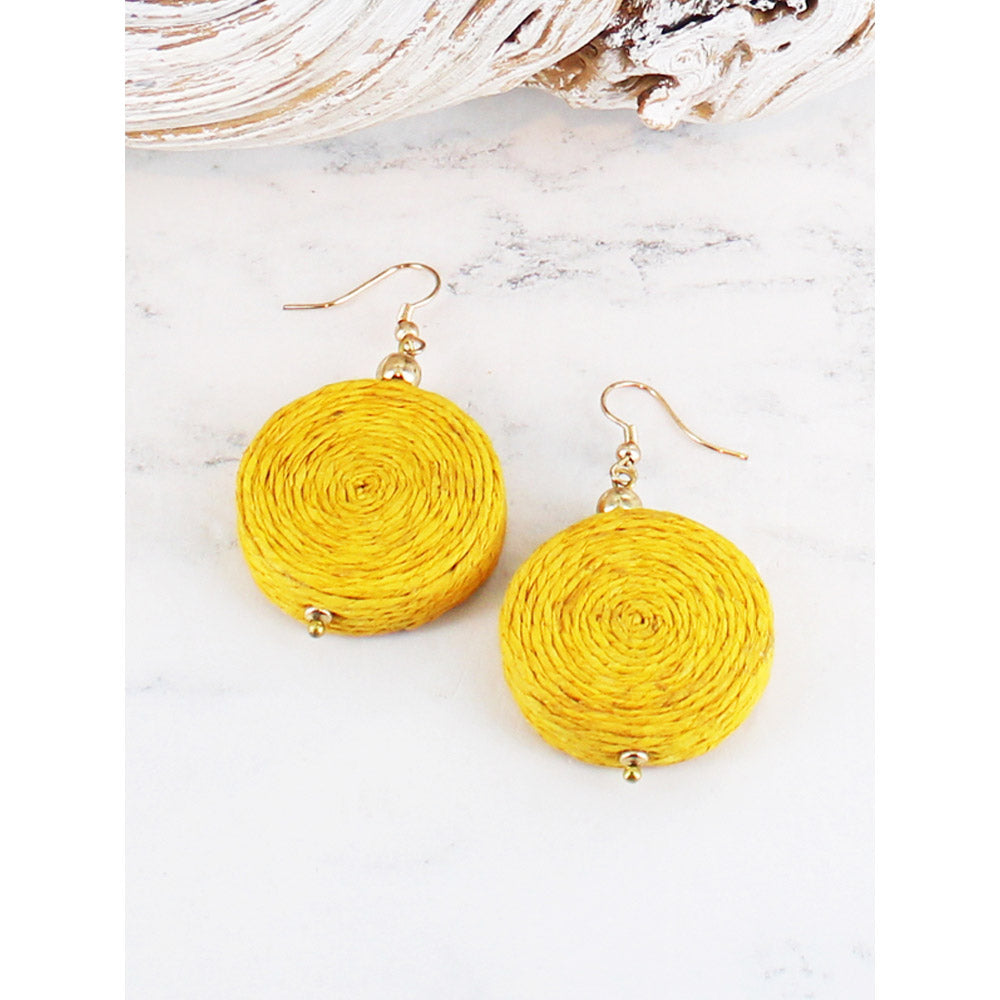 Suzie Blue Yellow Raffia Earrings