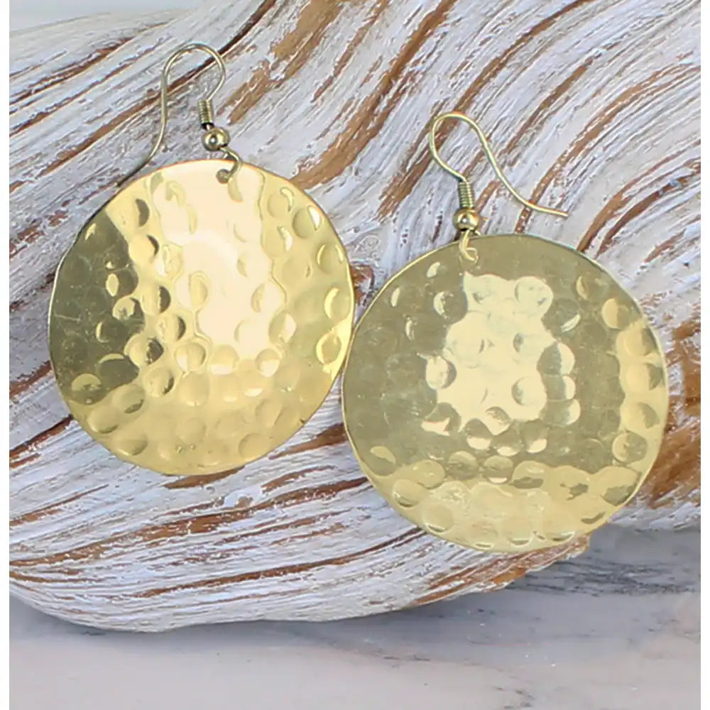 Beaten Gold Disc Earrings