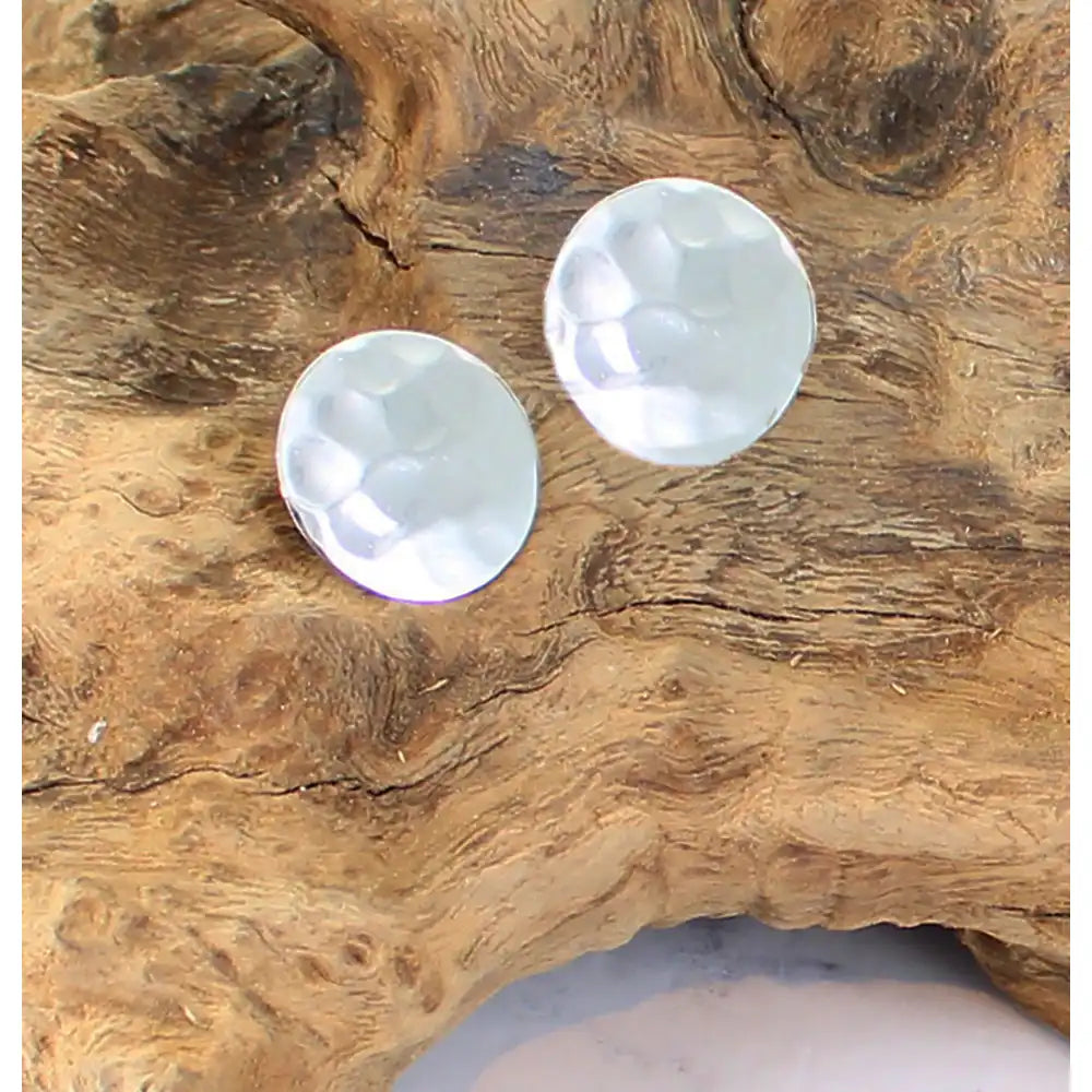 Hand Beaten Silver Circle Stud Earrings